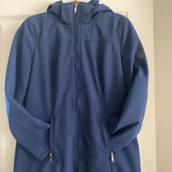 ANDREW MARC WOMEN MEN WATER REPELLENT NAVY BLUE HOODED WARM JACKET SIZE MEDIUM - Picture 3 of 7